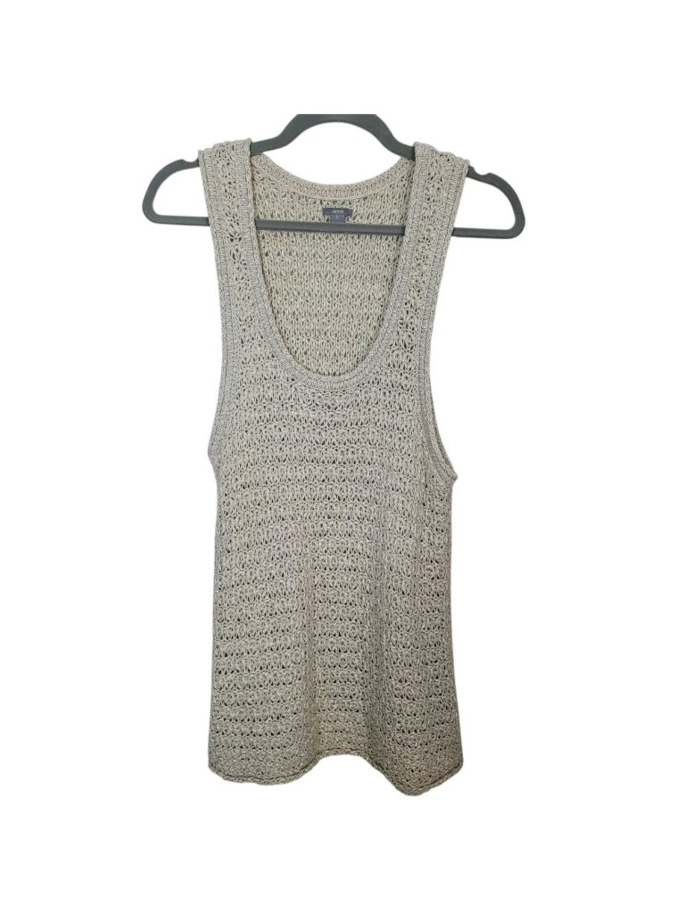 Aerie Crochet Open Knit Tank Top Cream Sz XL Bohemian Hippie Festival